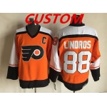 Custom Men's Philadelphia Flyers Orange CCM Throwback NHL ice hockey jerseys