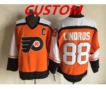 Custom Men's Philadelphia Flyers Orange CCM Throwback NHL ice hockey jerseys