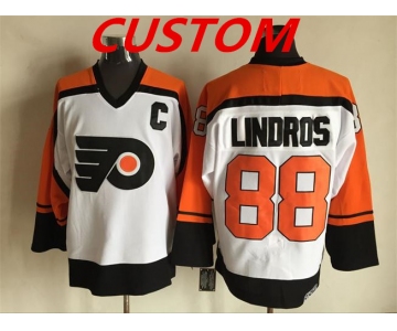 Custom Men's Philadelphia Flyers white orange CCM Throwback NHL ice hockey jerseys