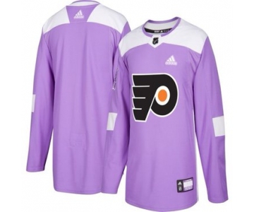 Men's Philadelphia Flyers Purple Pink Custom Adidas Hockey Fights Cancer Practice Jersey