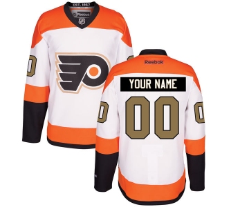 Men's Philadelphia Flyers White Third 50th Gold Custom Stitched NHL Reebok Hockey Jersey