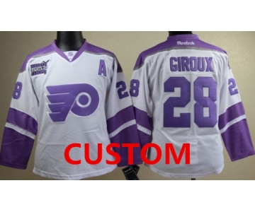 Philadelphia Flyers Custom White Womens Fights Cancer Jersey