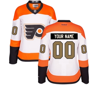 Women's Philadelphia Flyers White Third 50th Gold Custom Stitched NHL Reebok Hockey Jersey