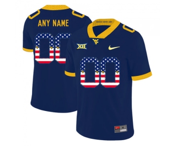 West Virginia Mountaineers Customized Navy USA Flag College Football Jersey