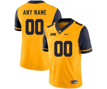 West Virginia Mountaineers Gold Men's Customized College Jersey