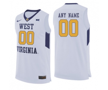 West Virginia Mountaineers White Men's Customized College Basketball Jersey