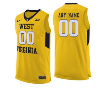 West Virginia Mountaineers Yellow Men's Customized College Basketball Jersey