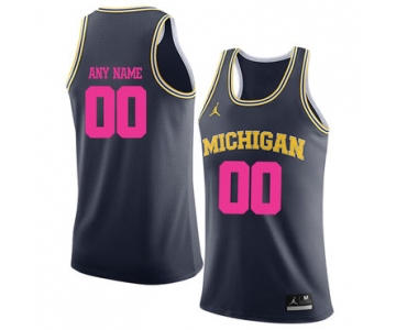 University Of Michigan Navy 2018 Breast Cancer Awareness Men's Customized College Basketball Jersey