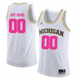 University Of Michigan White 2018 Breast Cancer Awareness Men's Customized College Basketball Jersey