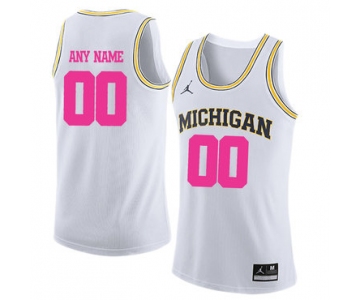 University Of Michigan White 2018 Breast Cancer Awareness Men's Customized College Basketball Jersey