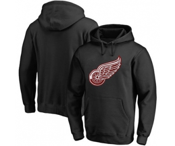 Detroit Red Wings Black Men's Customized All Stitched Pullover Hoodie