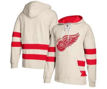 Detroit Red Wings Cream Men's Customized All Stitched Hooded Sweatshirt