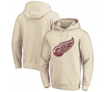 Detroit Red Wings Cream Men's Customized All Stitched Pullover Hoodie