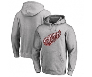 Detroit Red Wings Gray Men's Customized All Stitched Pullover Hoodie