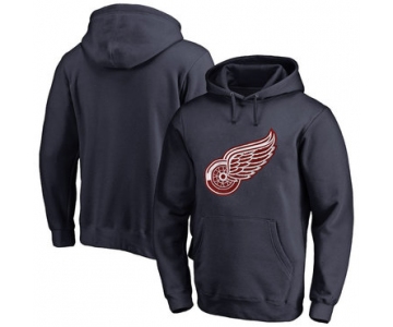 Detroit Red Wings Navy Men's Customized All Stitched Pullover Hoodie