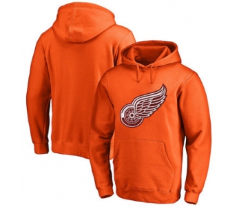 Detroit Red Wings Orange Men's Customized All Stitched Pullover Hoodie