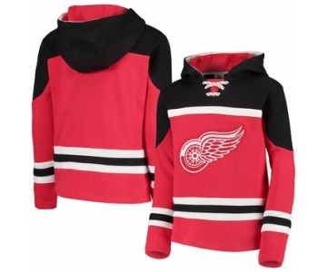 Detroit Red Wings Red Men's Customized All Stitched Hooded Sweatshirt