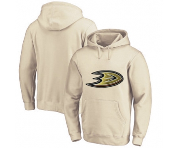 Anaheim Ducks Cream Men's Customized All Stitched Pullover Hoodie