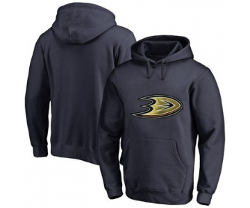 Anaheim Ducks Navy Men's Customized All Stitched Pullover Hoodie