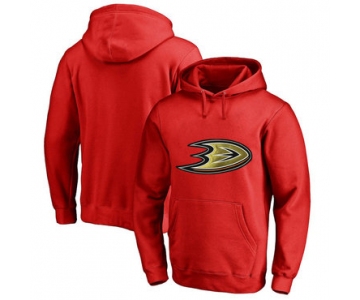 Anaheim Ducks Red Men's Customized All Stitched Pullover Hoodie