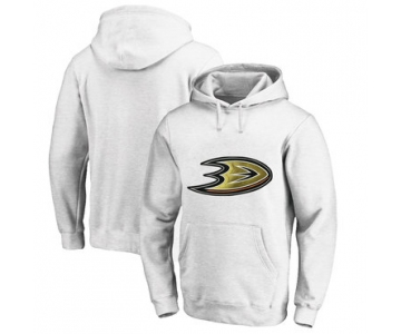 Anaheim Ducks White Men's Customized All Stitched Pullover Hoodie