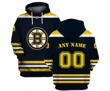 Bruins Black Men's Customized All Stitched Hooded Sweatshirt