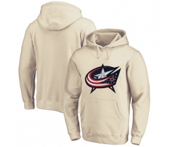 Columbus Blue Jackets Cream Men's Customized All Stitched Pullover Hoodie