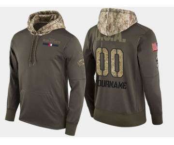 Nike Blue Jackets Men's Customized Olive Salute To Service Pullover Hoodie