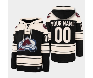 Men's Colorado Avalanche Active Player Custom Black All Stitched Sweatshirt Hoodie