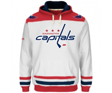 Capitals White Men's Customized All Stitched Sweatshirt