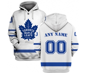 Maple Leafs White Men's Customized All Stitched Hooded Sweatshirt