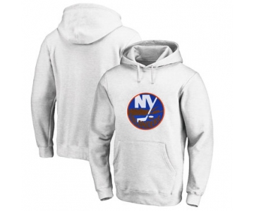 New York Islanders White Men's Customized All Stitched Pullover Hoodie