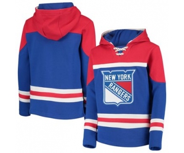 New York Rangers Blue Men's Customized All Stitched Hooded Sweatshirt
