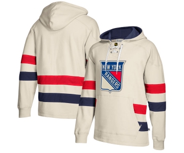 New York Rangers Cream Men's Customized All Stitched Hooded Sweatshirt