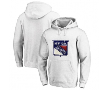 New York Rangers White Men's Customized All Stitched Pullover Hoodie