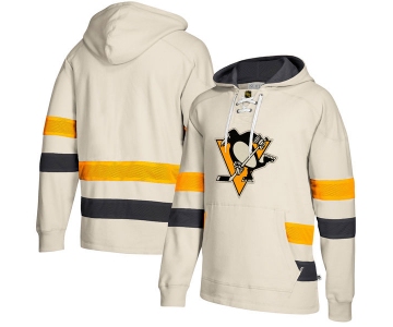 Pittsburgh Penguins Cream Men's Customized All Stitched Hooded Sweatshirt