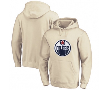 Edmonton Oilers Cream Men's Customized All Stitched Pullover Hoodie