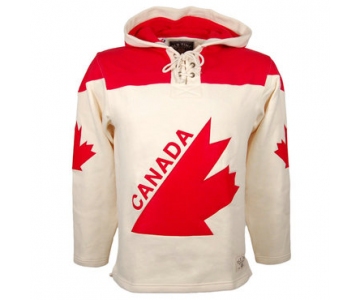 Team Canada White Men's Customized All Stitched Sweatshirt