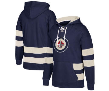 NHL Winnipeg Jets Navy Men's Customized All Stitched Hooded Sweatshirt