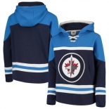 Winnipeg Jets Navy Men's Customized All Stitched Hooded Sweatshirt