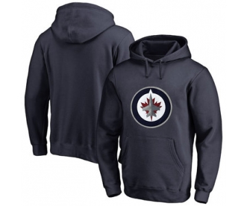 Winnipeg Jets Navy Men's Customized All Stitched Pullover Hoodie