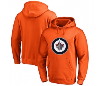 Winnipeg Jets Orange Men's Customized All Stitched Pullover Hoodie