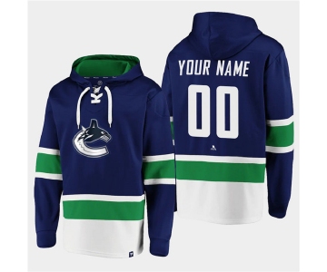 Men's Vancouver Canucks Active Player Custom Blue All Stitched Sweatshirt Hoodie