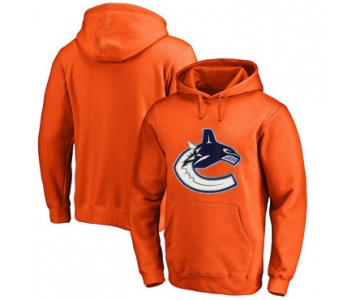 Vancouver Canucks Orange Men's Customized All Stitched Pullover Hoodie