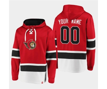 Men's Ottawa Senators Active Player Custom Red Ageless Must-Have Lace-Up Pullover Hoodie