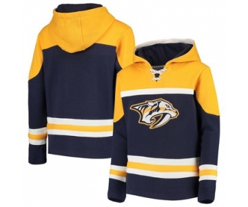 Nashville Predators Navy Men's Customized All Stitched Hooded Sweatshirt