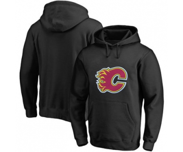 Calgary Flames Dark Black Men's Customized All Stitched Pullover Hoodie