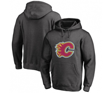 Calgary Flames Dark Gray Men's Customized All Stitched Pullover Hoodie