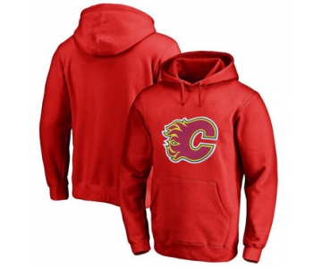 Calgary Flames Red Men's Customized All Stitched Pullover Hoodie