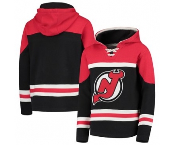 New Jersey Devils Black Men's Customized All Stitched Hooded Sweatshirt